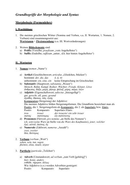 Grundbegriffe der Morphologie und Syntax (PDF-Datei) - Philologie