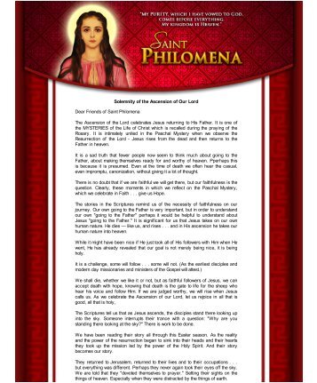 Solemnity of the Ascension of Our Lord 2012 - Saint Philomena