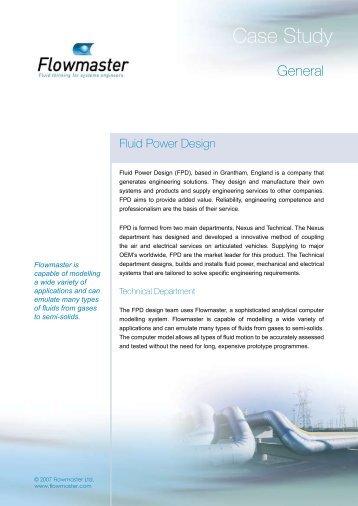 Fluid Power Design - Flowmaster - PhilonNet Engineering Solutions