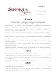 Subjectivations politiques et Ã©conomie des savoirs - Service de ...