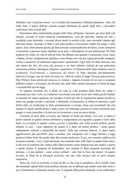 Furio Cerutti - Dipartimento di Filosofia