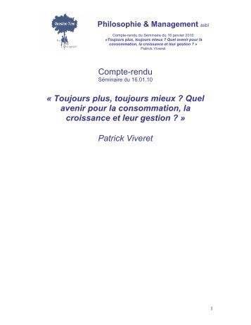 Toujours plus, toujours mieux - Philosophie Management