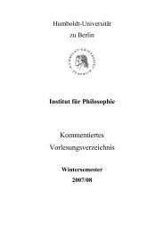 Kommentiertes Vorlesungsverzeichnis - Institut für Philosophie ...