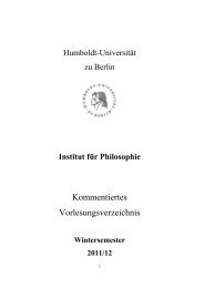 Kommentiertes Vorlesungsverzeichnis - Institut für Philosophie - HU ...