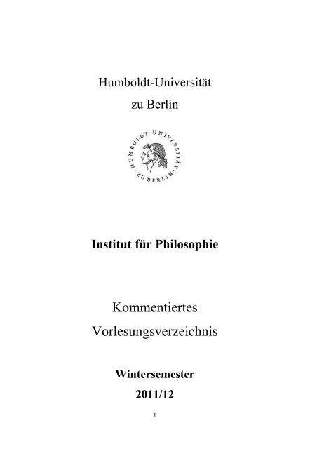 Kommentiertes Vorlesungsverzeichnis - Institut für Philosophie - HU ...