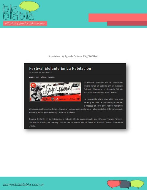 Festival “ELEFANTE EN LA HABITACION”