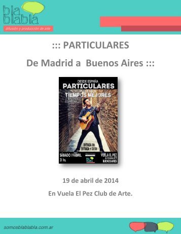 ::: PARTICULARES De Madrid a Buenos Aires :::