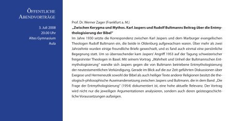 jaspers - jahr 2008 - Institut fÃ¼r Philosophie - UniversitÃ¤t Oldenburg