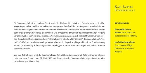 jaspers - jahr 2008 - Institut fÃ¼r Philosophie - UniversitÃ¤t Oldenburg