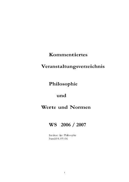 c o 2006 / 2007 - Institut fÃ¼r Philosophie - UniversitÃ¤t Oldenburg