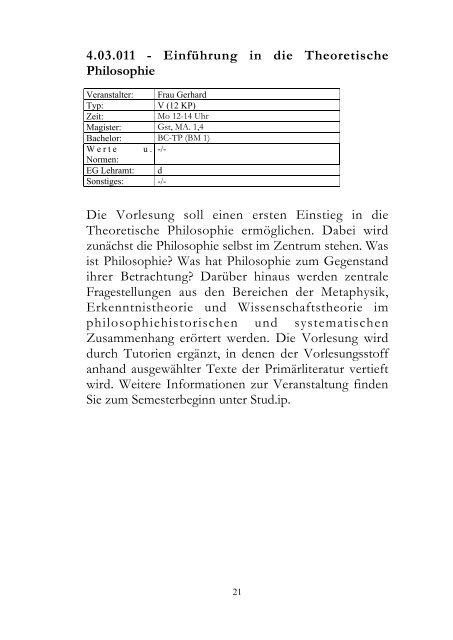 c o 2006 / 2007 - Institut fÃ¼r Philosophie - UniversitÃ¤t Oldenburg