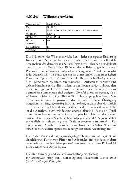 c o 2006 / 2007 - Institut fÃ¼r Philosophie - UniversitÃ¤t Oldenburg