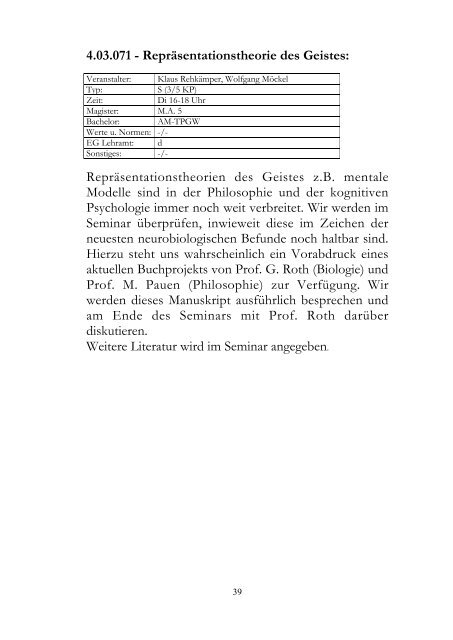 c o 2006 / 2007 - Institut fÃ¼r Philosophie - UniversitÃ¤t Oldenburg