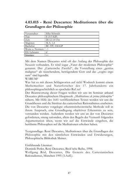 c o 2006 / 2007 - Institut fÃ¼r Philosophie - UniversitÃ¤t Oldenburg