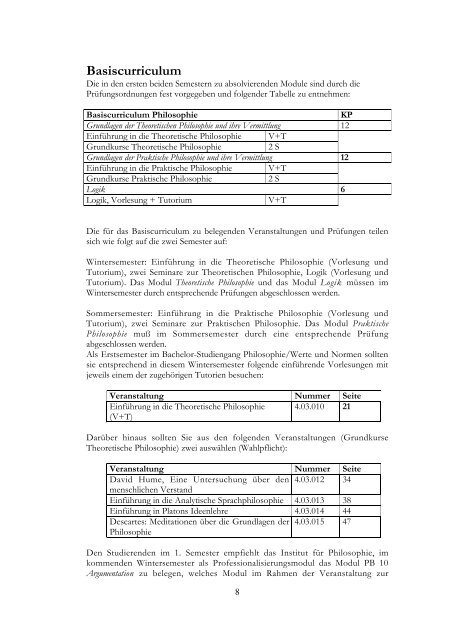 c o 2006 / 2007 - Institut fÃ¼r Philosophie - UniversitÃ¤t Oldenburg