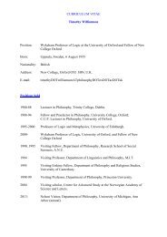 Download brief CV with list of publications - Faculty of Philosophy ...
