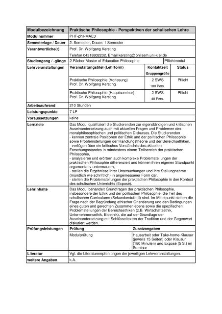 Modul-Handbuch - Philosophisches Seminar