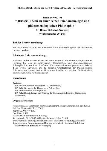 Husserl Ideen I - Philosophisches Seminar - Christian-Albrechts ...