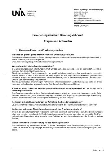 FAQ zur Beratungslehrkraft - Universität Augsburg