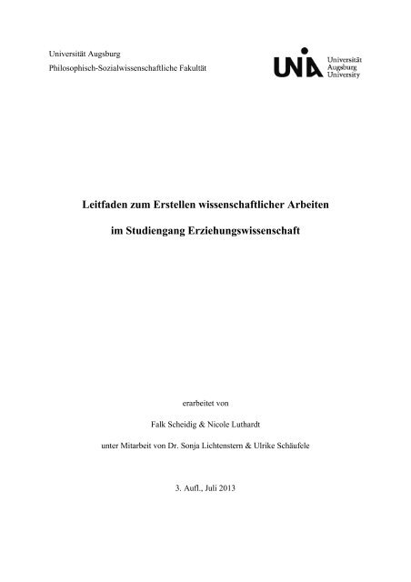 Leitfaden zum Erstellen wissenschaftlicher Arbeiten im Studiengang ...