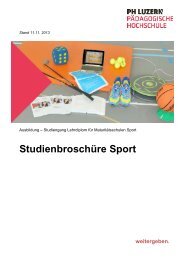 Studienbroschüre Lehrerdiplom SEK II Bewegung und Sport