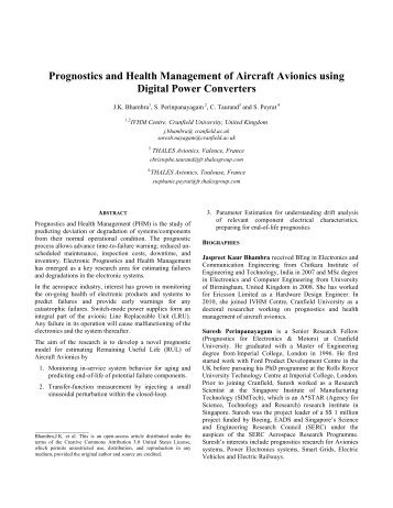 Prognostics and Health Management of Aircraft ... - PHM Society