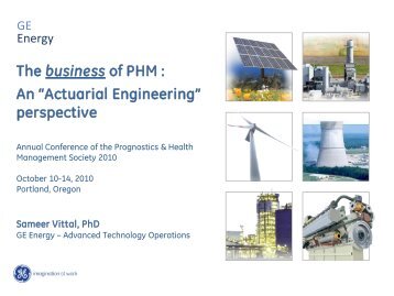 The business of PHM : An âActuarial Engineering ... - PHM Society