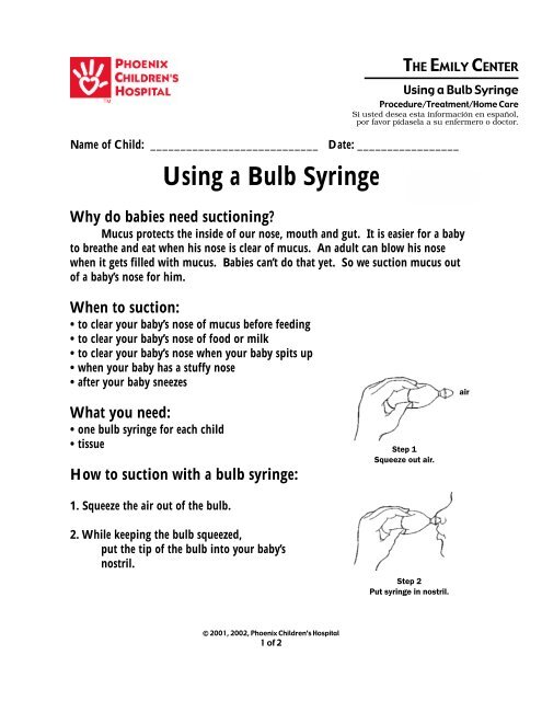 suction with a bulb syringe