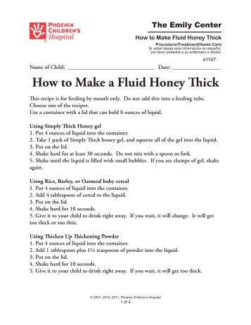 How to Make a Fluid Honey Thick - Phoenix Children's Hospital