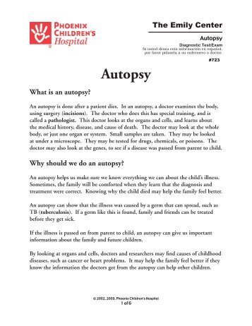 Autopsy 723 - Phoenix Children's Hospital