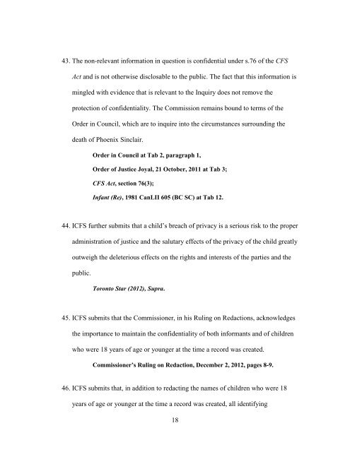 Motion Brief - Phoenix Sinclair Inquiry