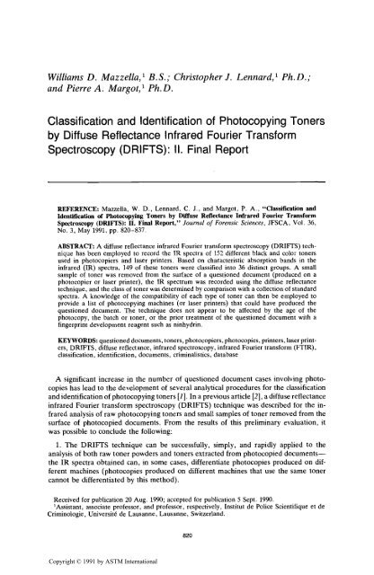 Classification and Identification of Photocopying Toners by ... - Library
