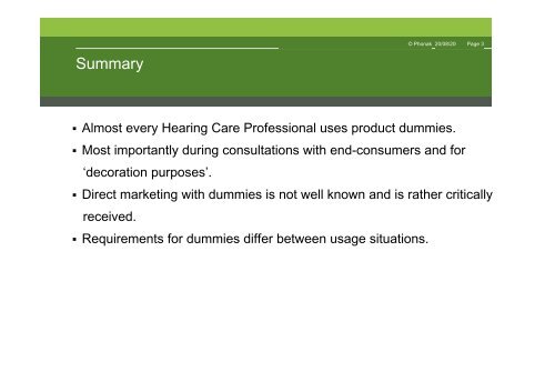 Use of Dummies - Phonak