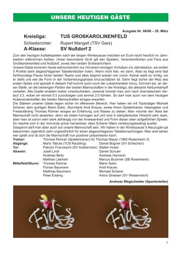 Ausgabe Nr. 08/08 ???29. M?rz 2008 - TuS Junior Team