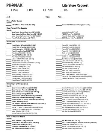 Literature Request Form 1-2013 - Phonak