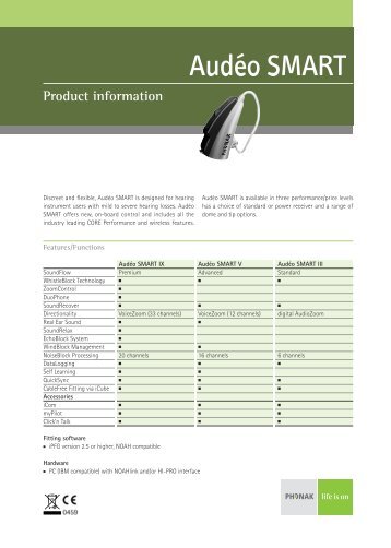 Product Information AudÃ©o SMART - Phonak