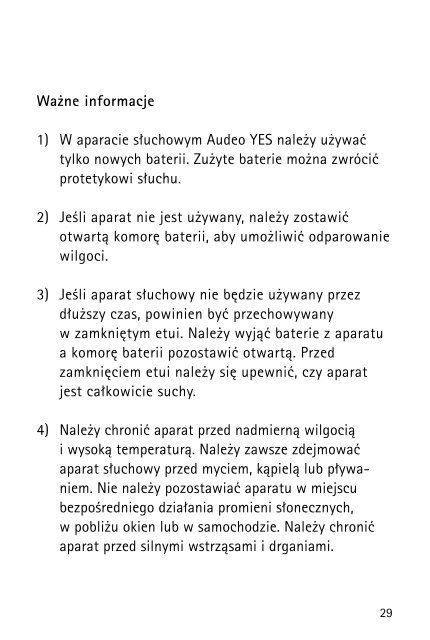 Instrukcja uÅ¼ytkowania AudÃ©o YES - Phonak