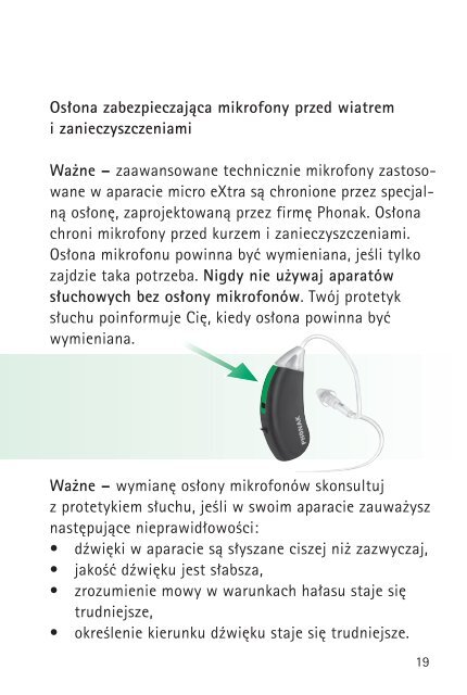 micro eXtraâ¢ instrukcja uÅ¼ytkowania - Phonak