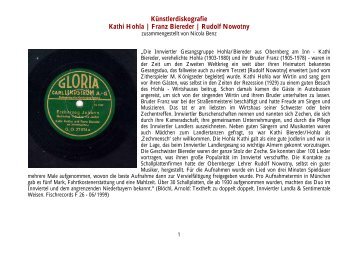 KÃ¼nstlerdiskografie Kathi Hohla | Franz Biereder | Rudolf Nowotny