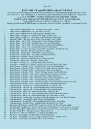 LIST of 812 x 78 rpm RECORDS - offered FOR SALE