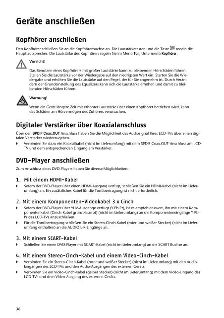 Receiver (SAT, DVB-T, Decoder etc.) anschließen - Medion