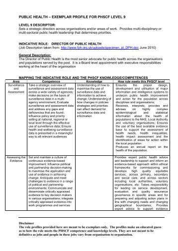 Level 9 example - PHORCaST - Public Health Online Resource for ...