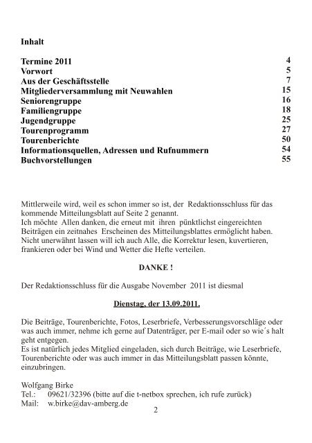 Mitteilungsblatt der Sektion Amberg - Dav-Sektion Amberg