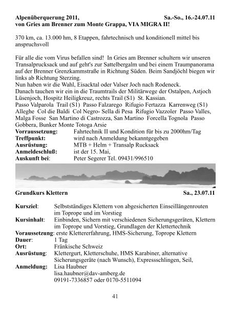 Mitteilungsblatt der Sektion Amberg - Dav-Sektion Amberg