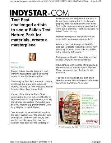 Test Fest challenged artists to scour Skiles Test ... - Flounder Lee