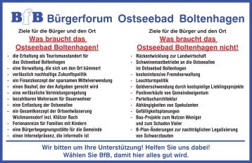 Ostseebad Boltenhagen - Bürgerforum - BfB - Programmaussage - Kommunalwahl 2014