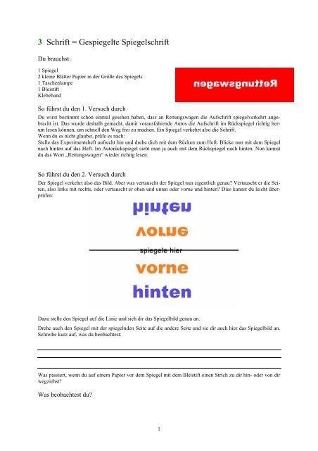 3 Schrift = Gespiegelte Spiegelschrift