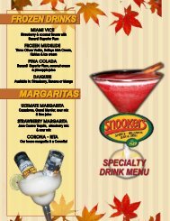 specialty drink menu frozen drinks margaritas - Snookers