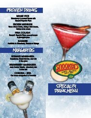 Frozen Drinks margaritas specialty Drink menu - Snookers