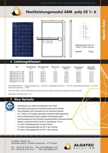ASM poly CS 1 - 6 d - e - Photovoltaik